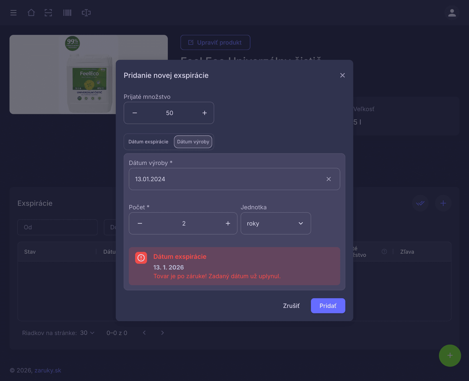 Záruky.sk - zápis novej záruky cez skener