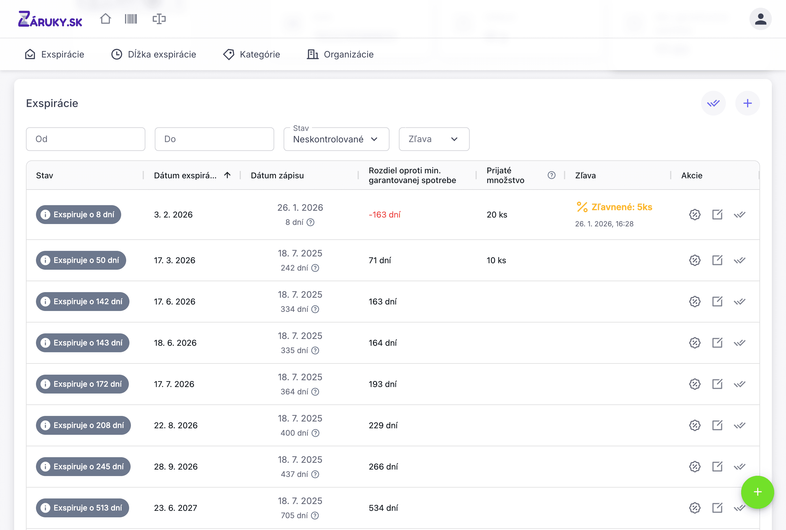 Podpora FIFO - jasný prehľad o tom, čo má ísť do regálu ako prvé a čo môže počkať.