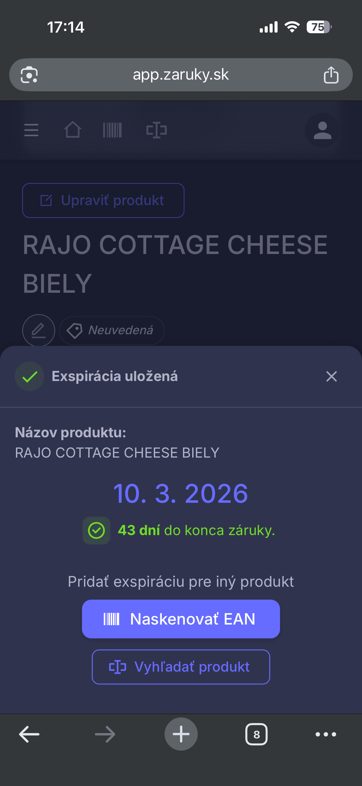 Rýchly a presný zápis dátumu spotreby.