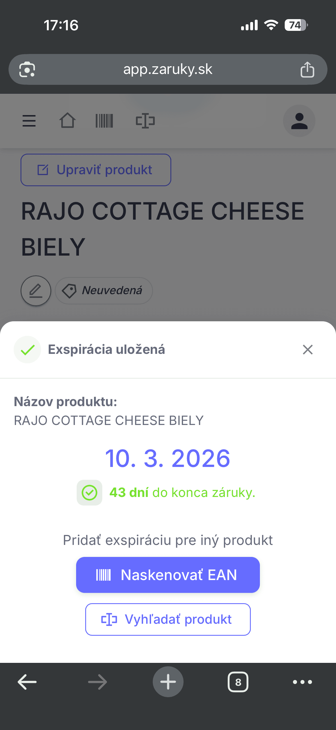 Rýchly a presný zápis dátumu spotreby.