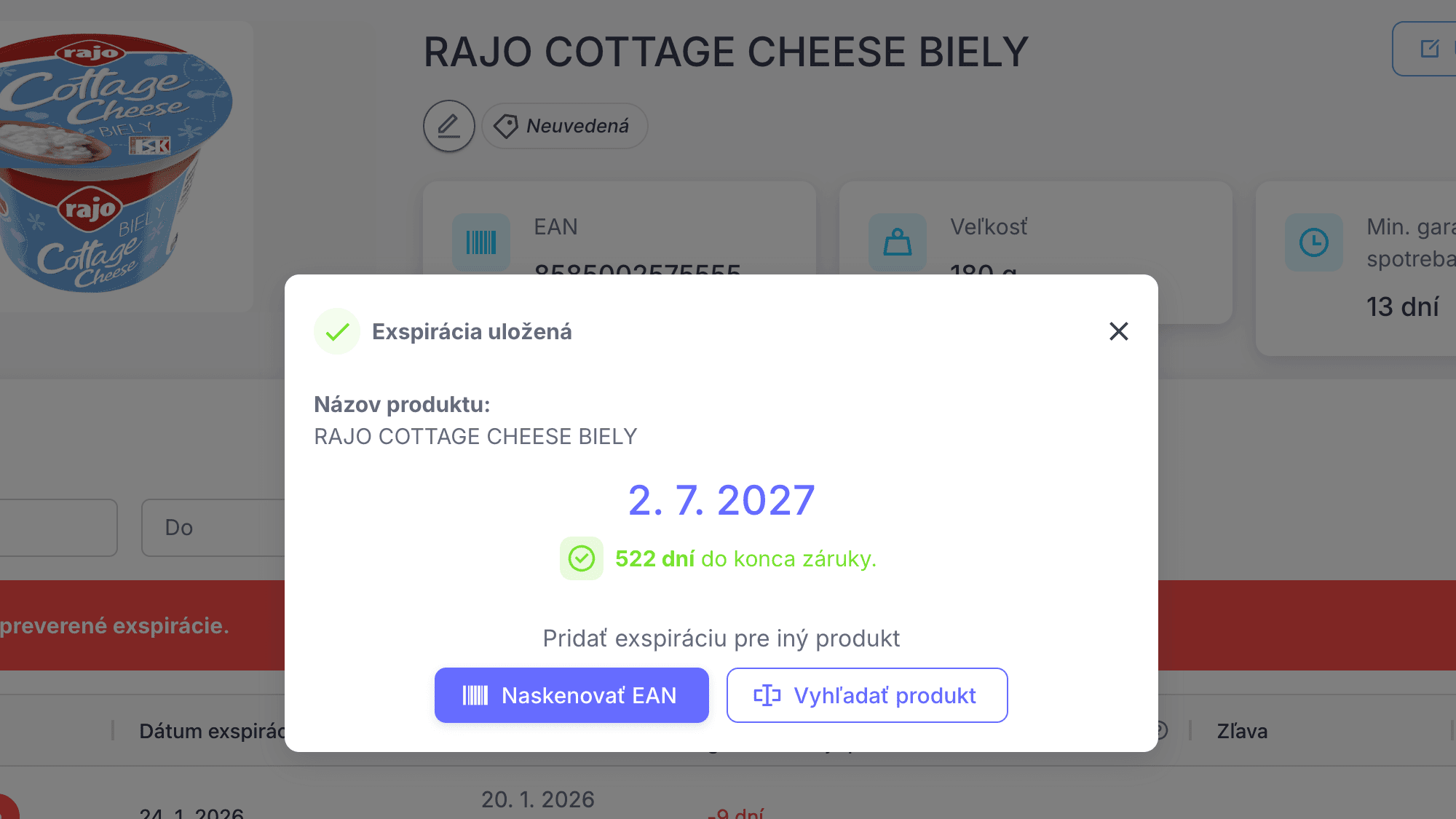 Rýchly a presný zápis dátumu spotreby.