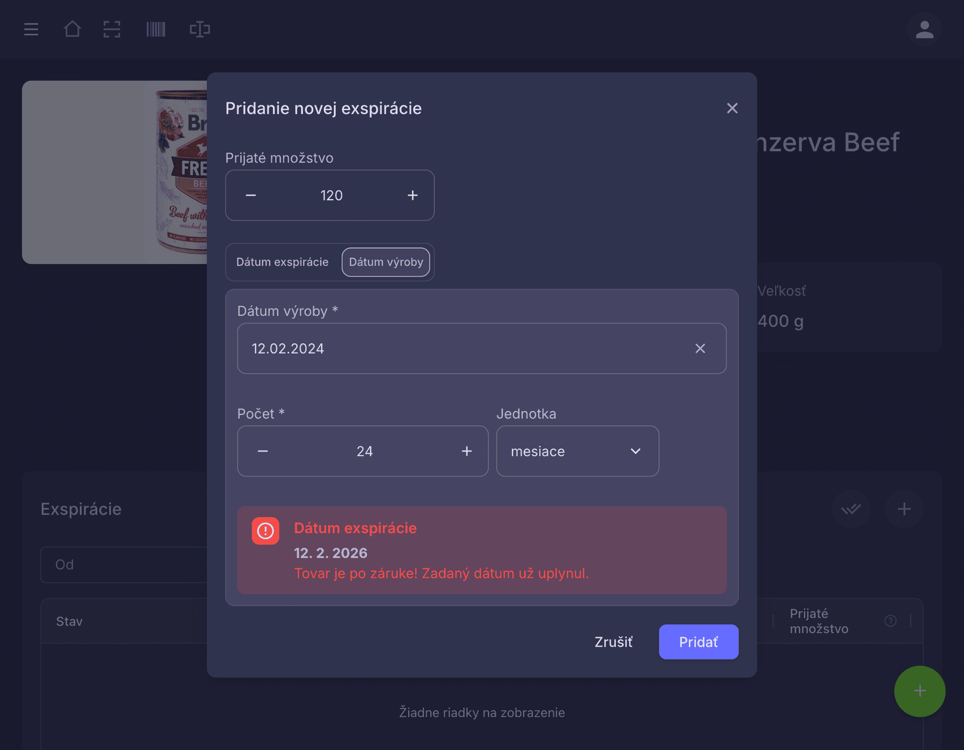 Záruky.sk - zápis novej záruky cez skener