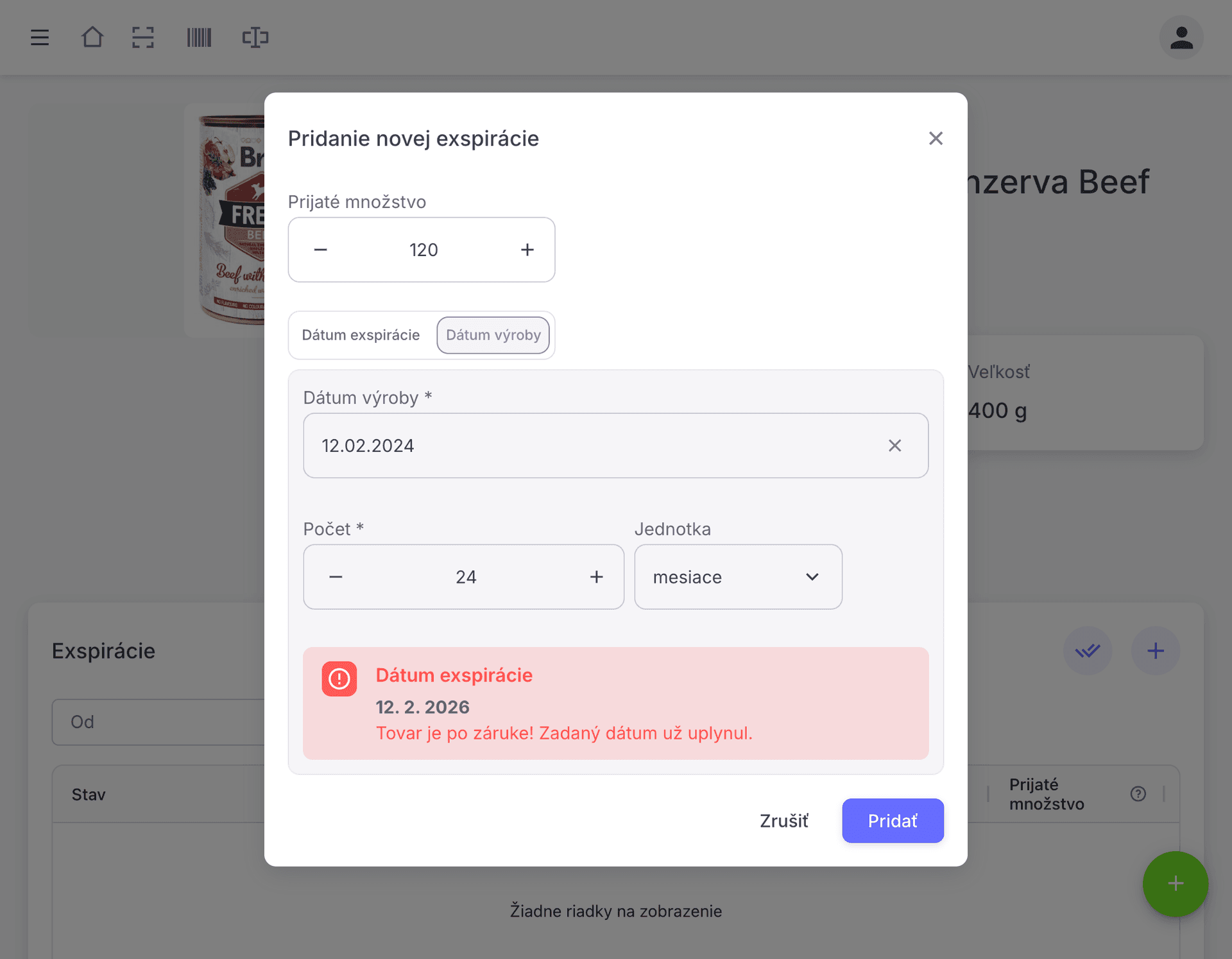 Záruky.sk - zápis novej záruky cez skener
